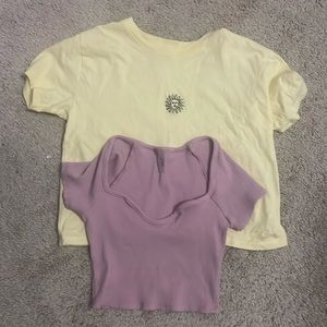 Two super cute summer shirts! Hollister yellow XXS Tee, and M pink boutique top